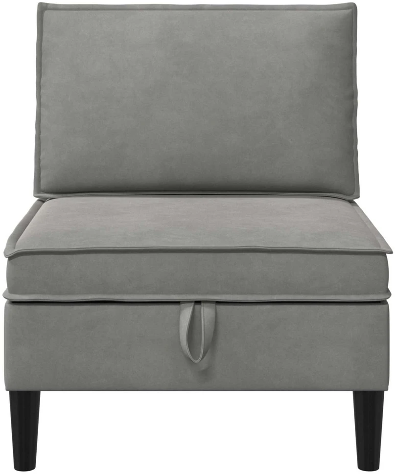 Vidurinė sofa su saugykla Šviesiai pilka Aksomas