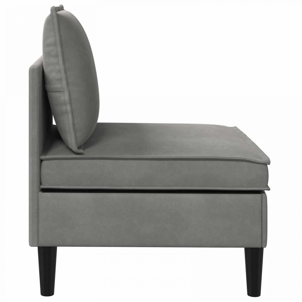 Vidurinė sofa su saugykla Šviesiai pilka Aksomas