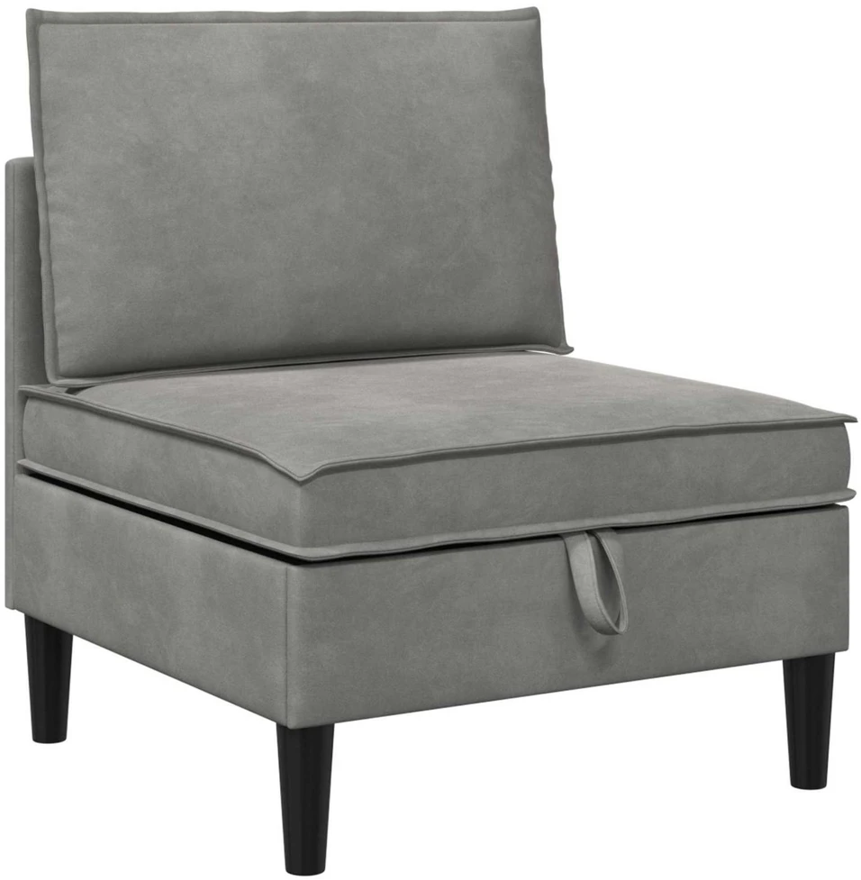 Vidurinė sofa su saugykla Šviesiai pilka Aksomas