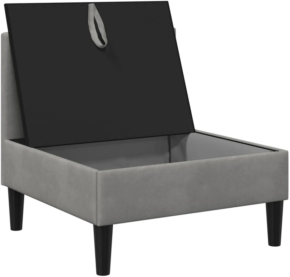 Vidurinė sofa su saugykla Šviesiai pilka Aksomas