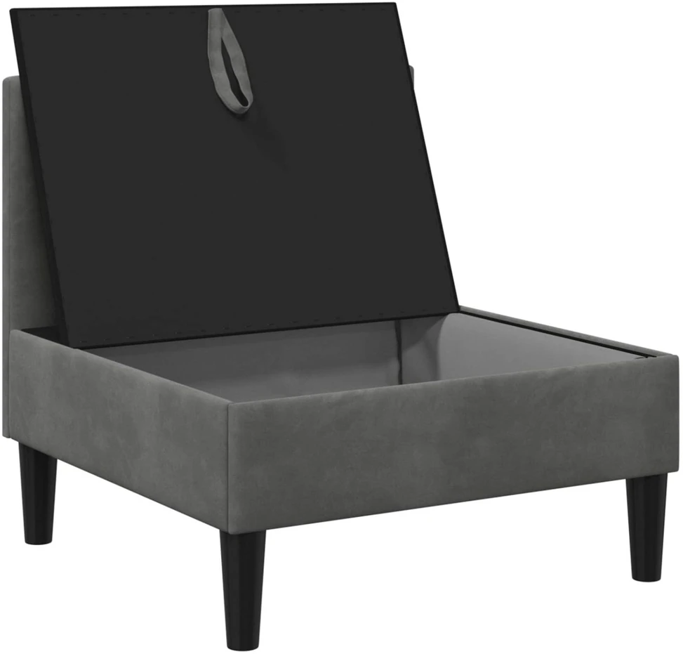 Vidurinė sofa su saugykla Tamsiai pilka Aksomas