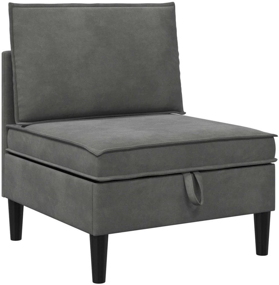 Vidurinė sofa su saugykla Tamsiai pilka Aksomas