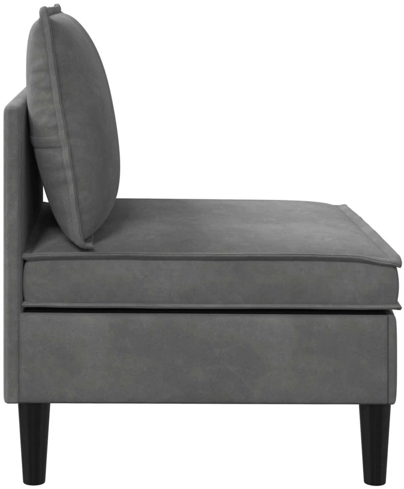 Vidurinė sofa su saugykla Tamsiai pilka Aksomas