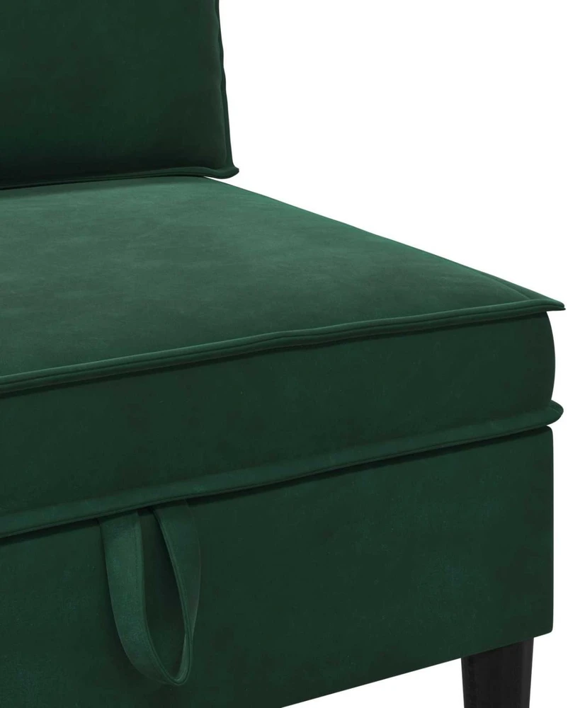 Vidurinė sofa su saugykla Tamsiai žalia Aksomas