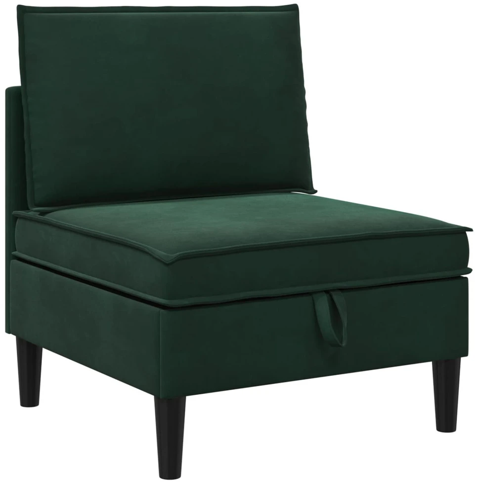 Vidurinė sofa su saugykla Tamsiai žalia Aksomas