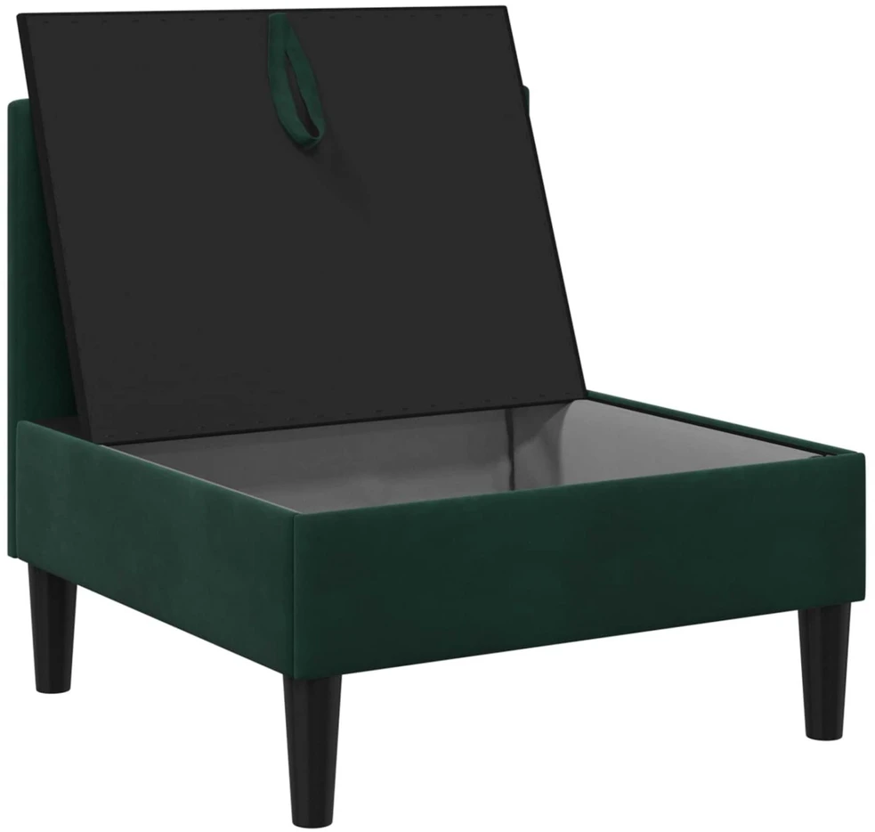 Vidurinė sofa su saugykla Tamsiai žalia Aksomas
