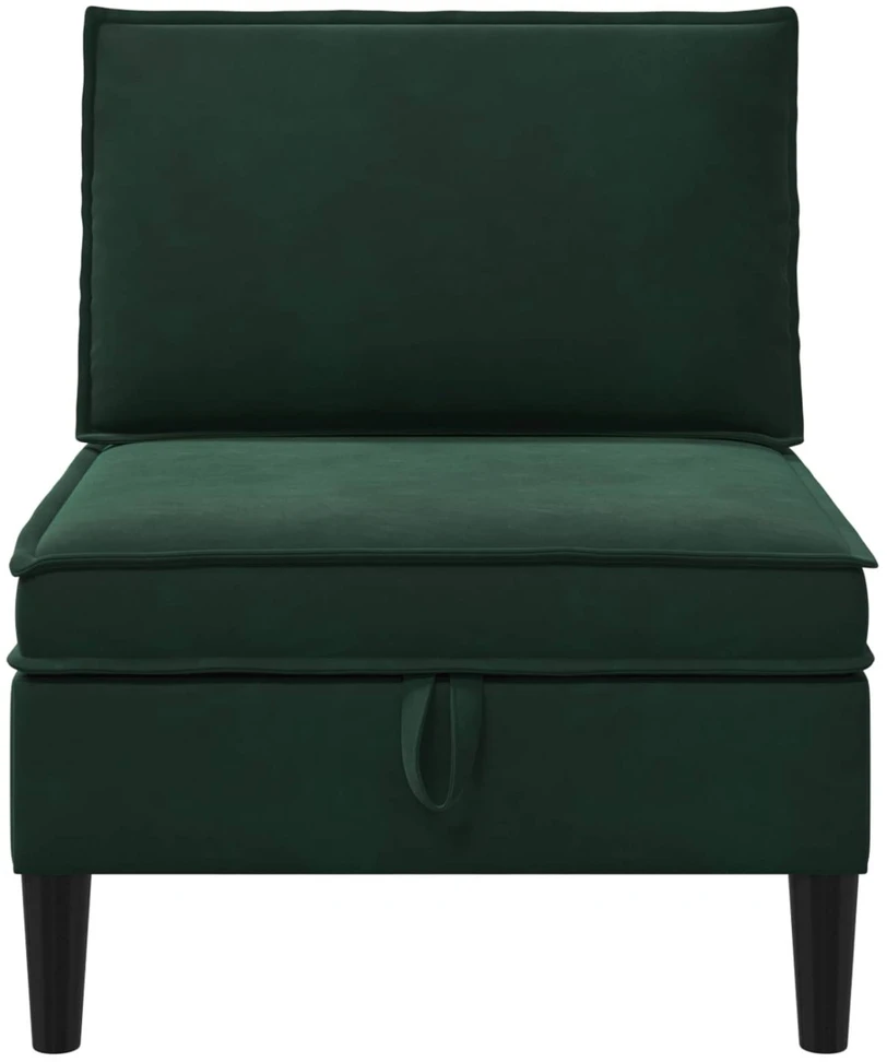 Vidurinė sofa su saugykla Tamsiai žalia Aksomas