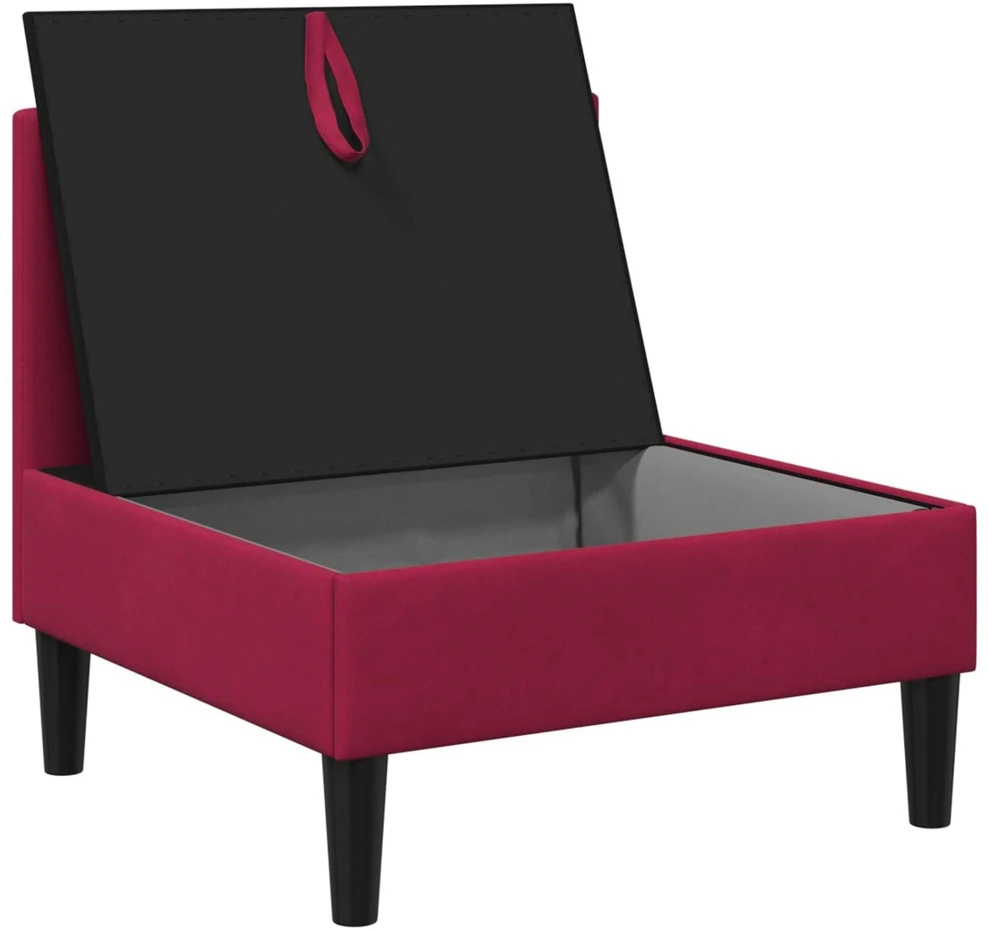 Vidurinė sofa su saugykla Vyno raudona Aksomas
