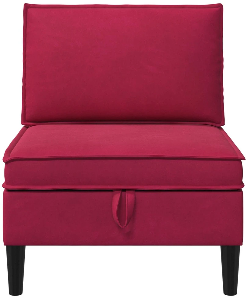 Vidurinė sofa su saugykla Vyno raudona Aksomas