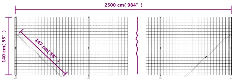 Vielinė tinklinė tvora su flanšais, antracito spalvos, 1,4x25 m