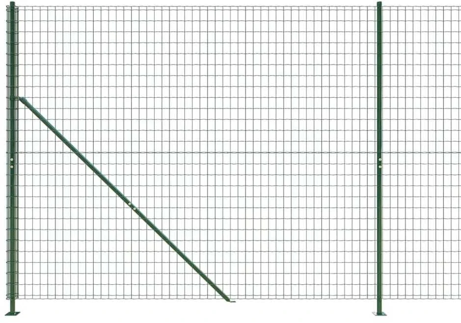 Vielinė tinklinė tvora su flanšais, žalios spalvos, 1,6x25 m