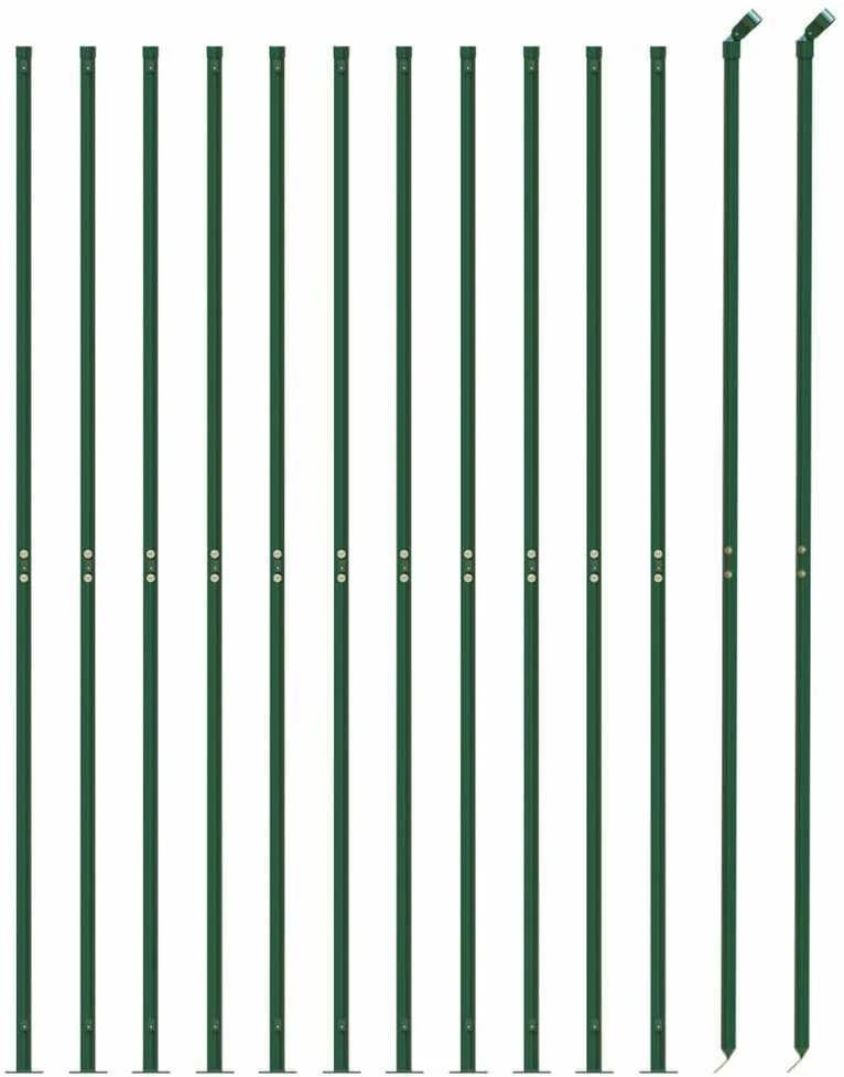 Vielinė tinklinė tvora su flanšais, žalios spalvos, 2x25m