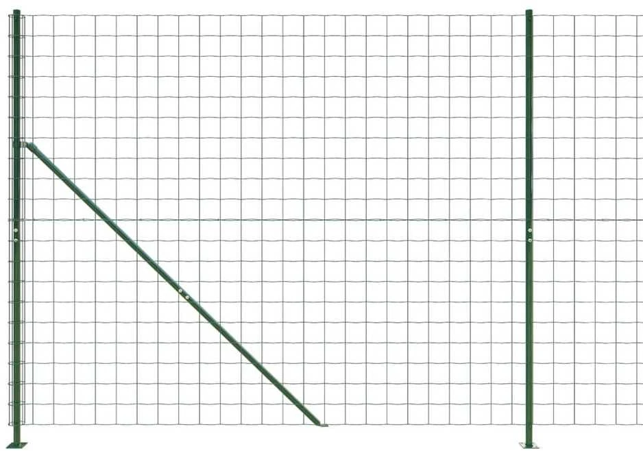 Vielinė tinklinė tvora su flanšais, žalios spalvos, 1,4x25 m