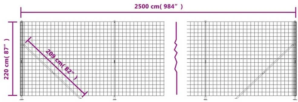 Vielinė tinklinė tvora su flanšais, žalios spalvos, 2,2x25m