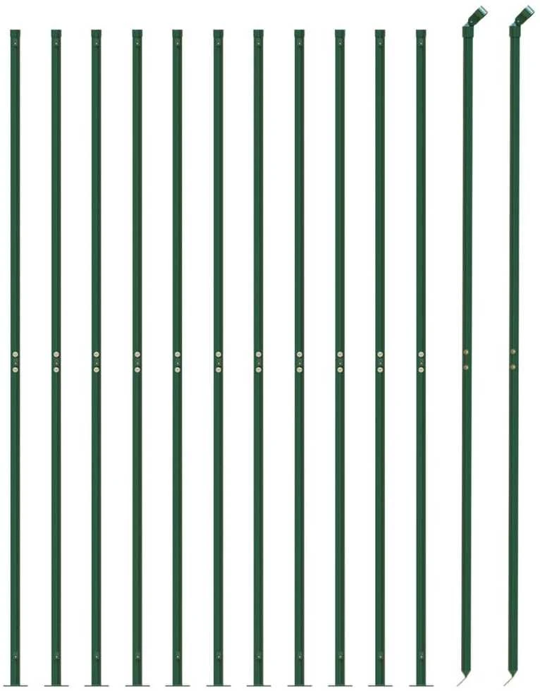 Vielinė tinklinė tvora su flanšais, žalios spalvos, 1,6x25 m