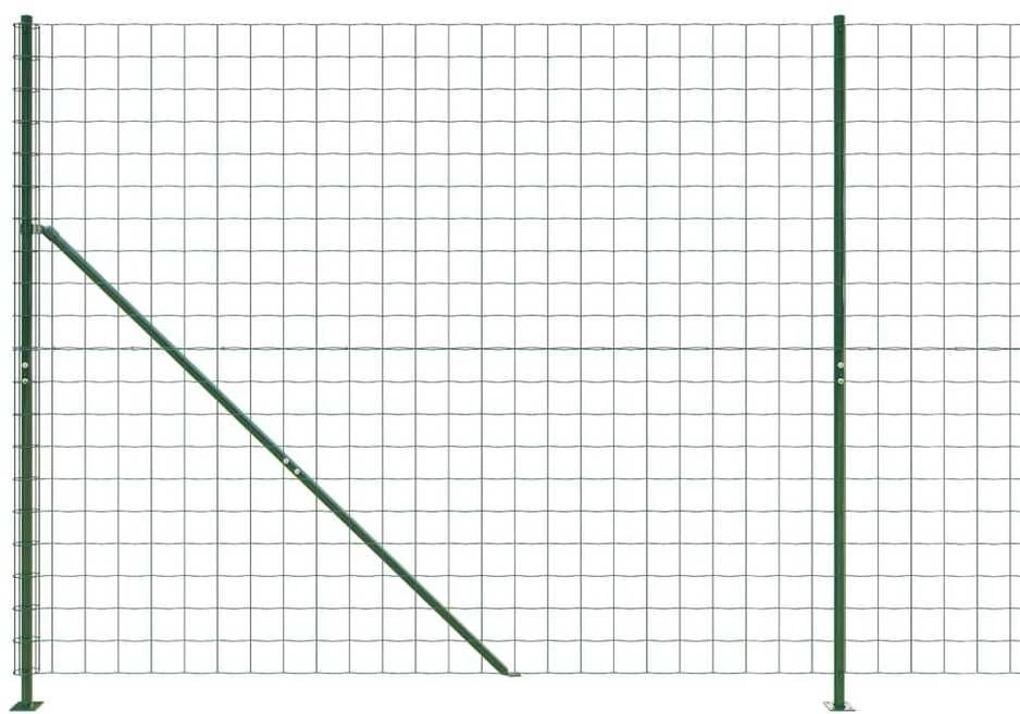 Vielinė tinklinė tvora su flanšais, žalios spalvos, 1,4x25 m