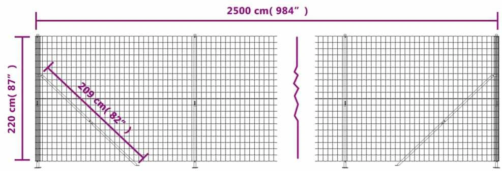 Vielinė tinklinė tvora su flanšais, žalios spalvos, 2,2x25m