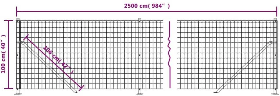 Vielinė tinklinė tvora su flanšais, žalios spalvos, 1x25 m