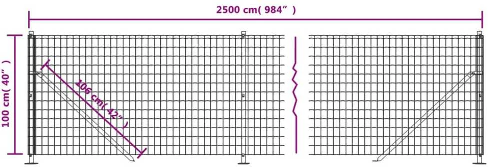 Vielinė tinklinė tvora su flanšais, žalios spalvos, 1x25 m
