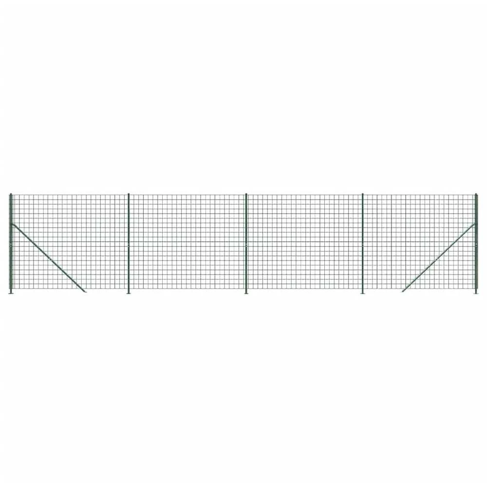 Vielinė tinklinė tvora su flanšais, žalios spalvos, 1,4x10m