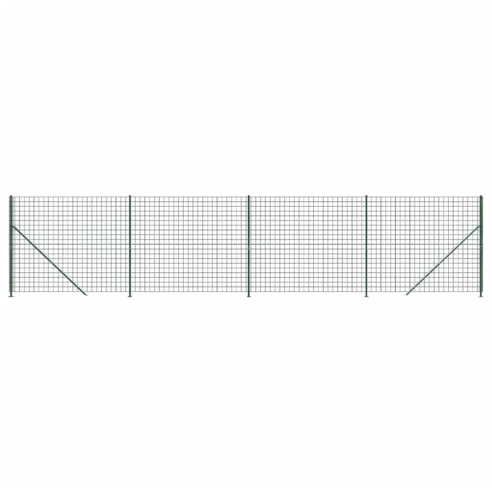 Vielinė tinklinė tvora su flanšais, žalios spalvos, 1,4x10m
