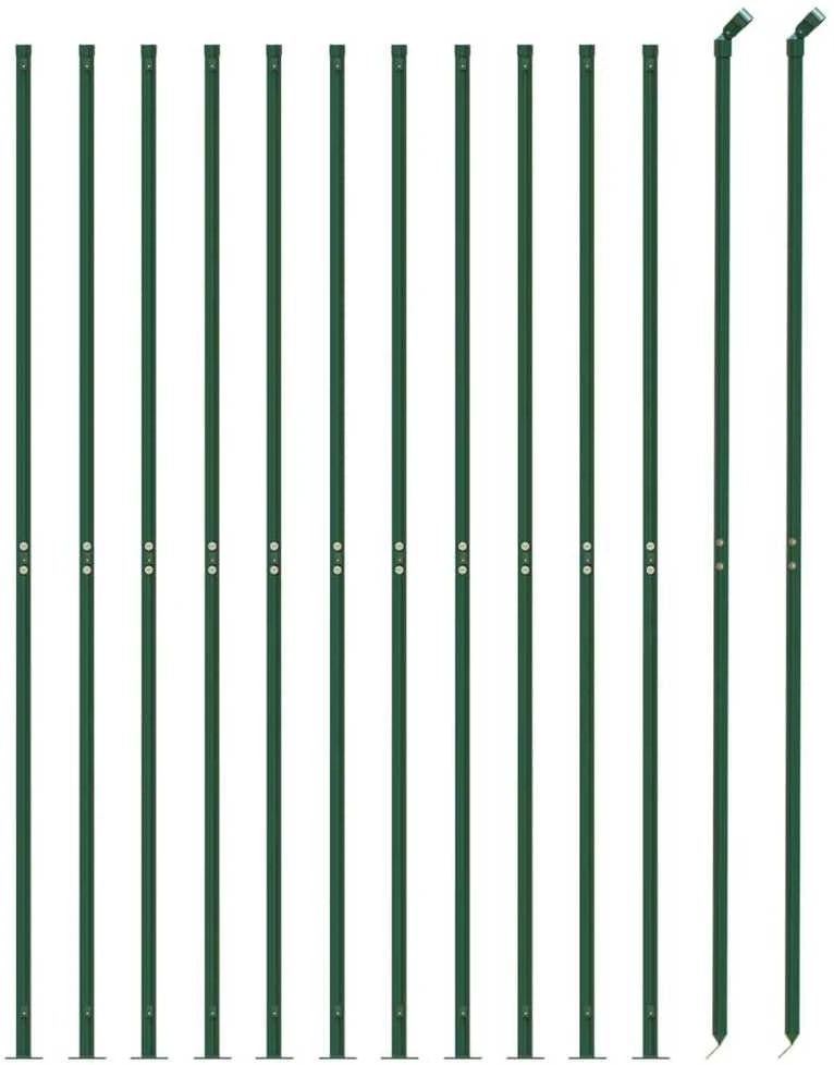 Vielinė tinklinė tvora su flanšais, žalios spalvos, 1,4x25 m