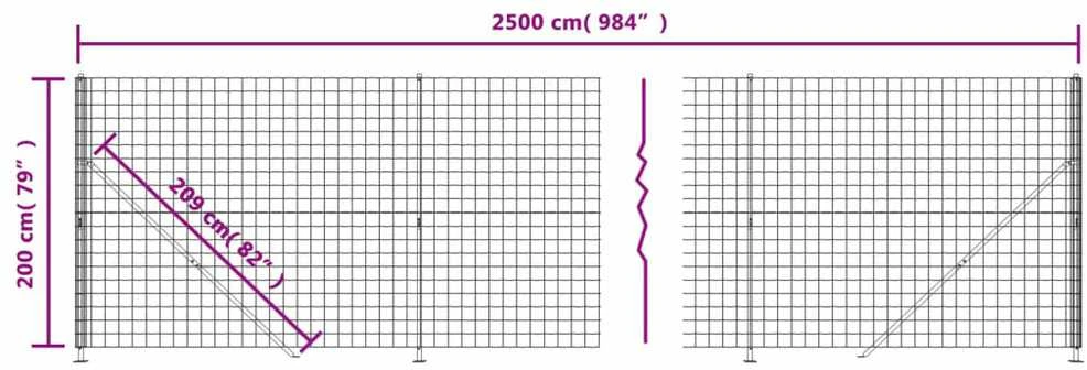 Vielinė tinklinė tvora su flanšais, žalios spalvos, 2x25m