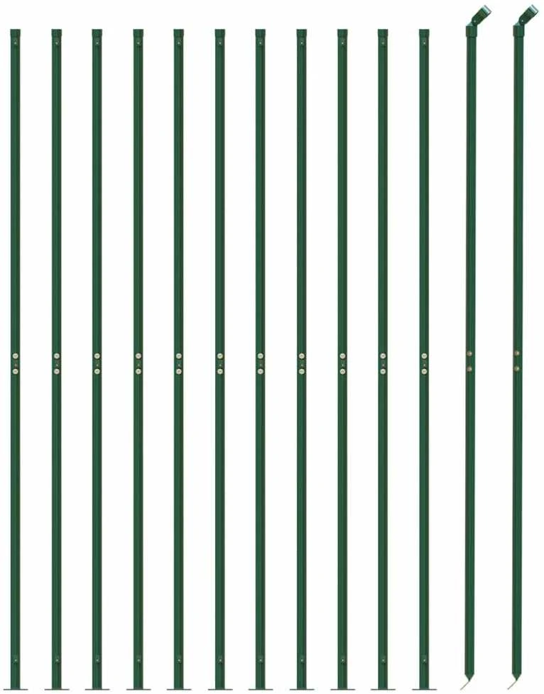 Vielinė tinklinė tvora su flanšais, žalios spalvos, 1,4x25 m