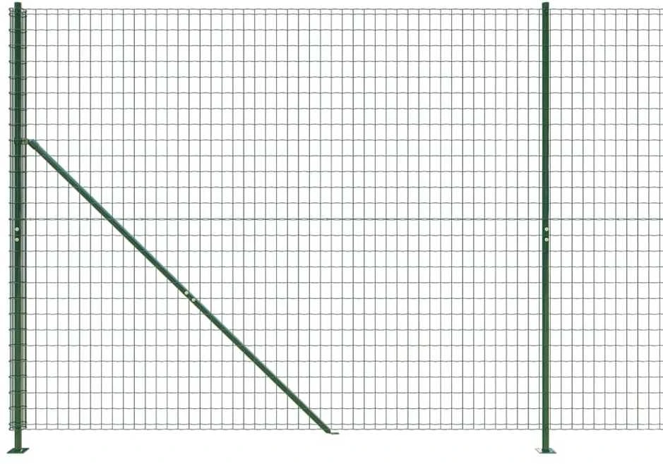 Vielinė tinklinė tvora su flanšais, žalios spalvos, 1,8x25 m