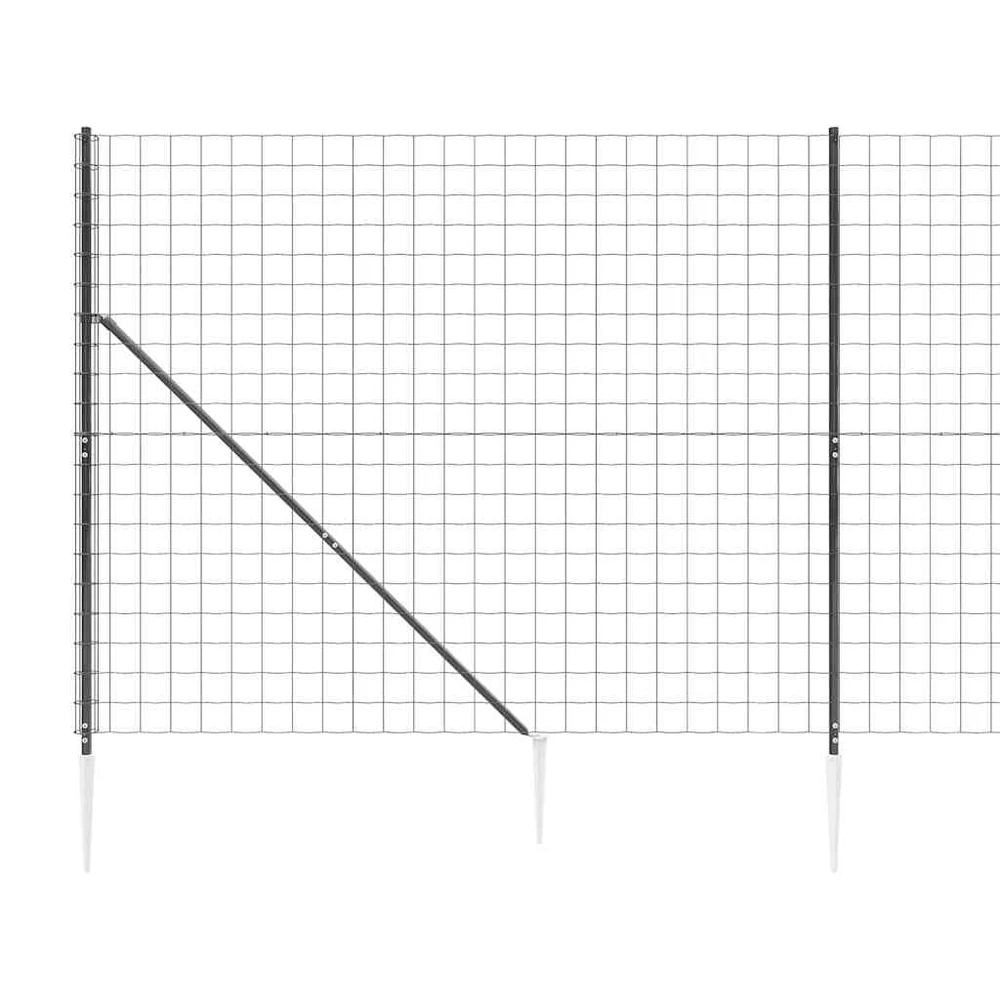 Vielinė tinklinė tvora su smaigais, antracito spalvos, 1,6x25m
