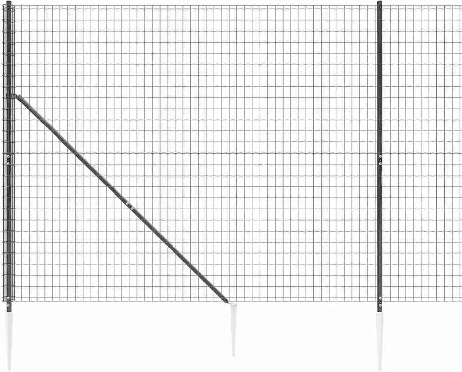 Vielinė tinklinė tvora su smaigais, antracito spalvos, 2x25m