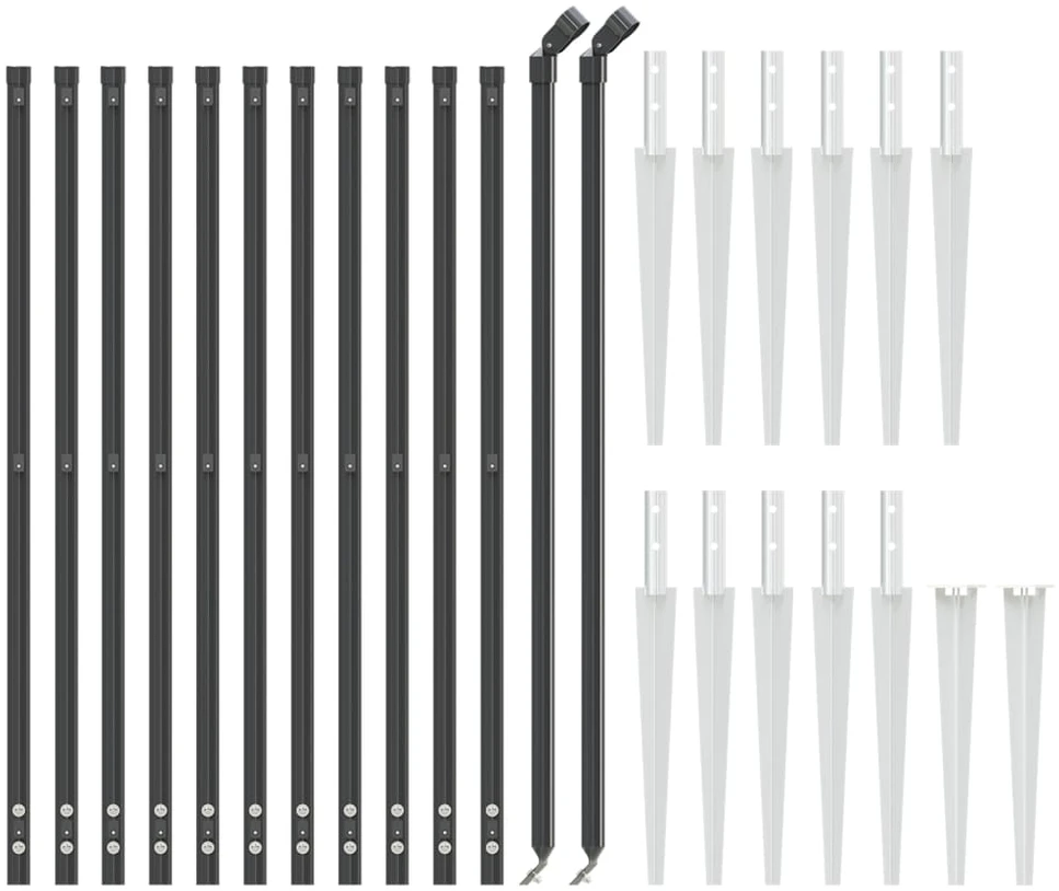 Vielinė tinklinė tvora su smaigais, antracito spalvos, 1,1x25m