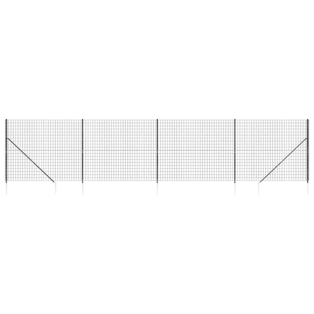 Vielinė tinklinė tvora su smaigais, antracito spalvos, 1,4x10m