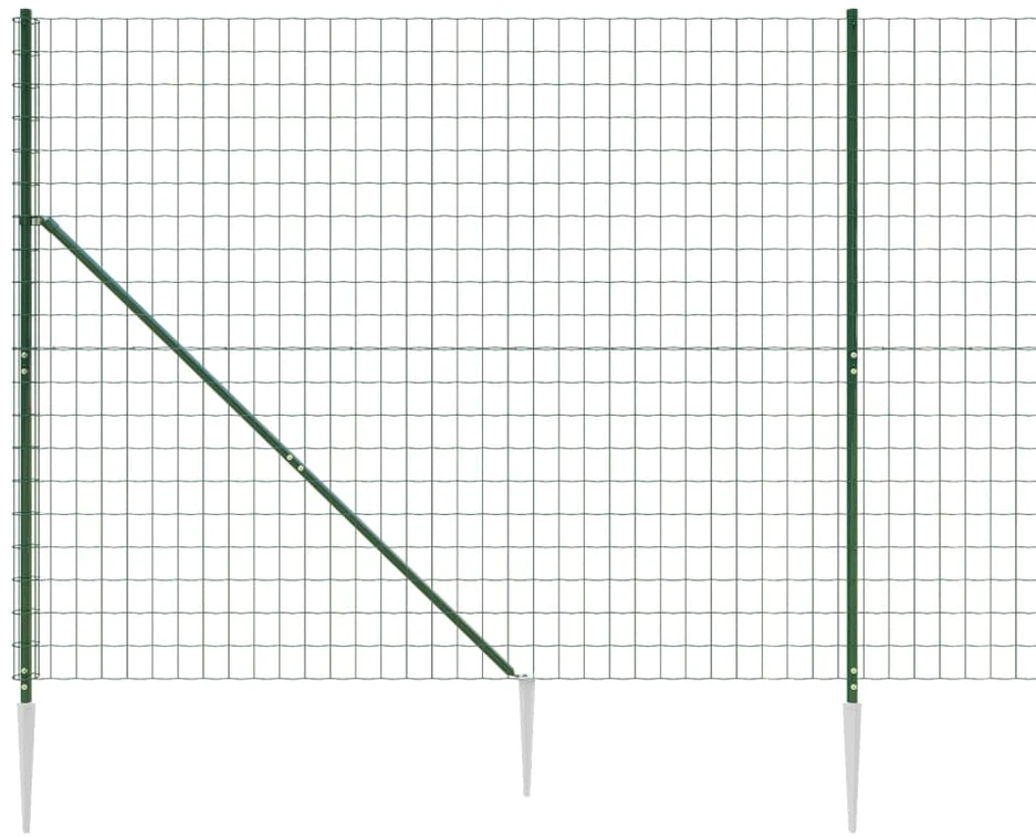 Vielinė tinklinė tvora su smaigais, žalios spalvos, 1,4x25m