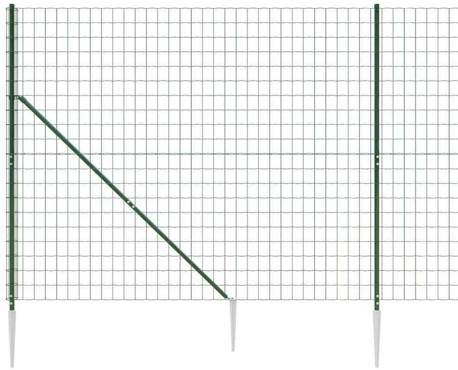 Vielinė tinklinė tvora su smaigais, žalios spalvos, 1,4x10m