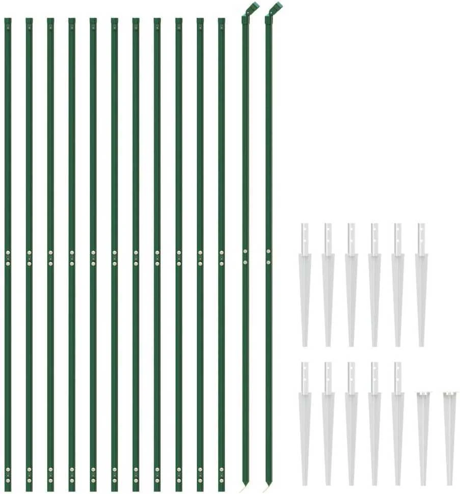 Vielinė tinklinė tvora su smaigais, žalios spalvos, 1,6x25m