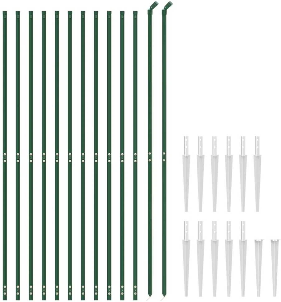 Vielinė tinklinė tvora su smaigais, žalios spalvos, 1,6x25m