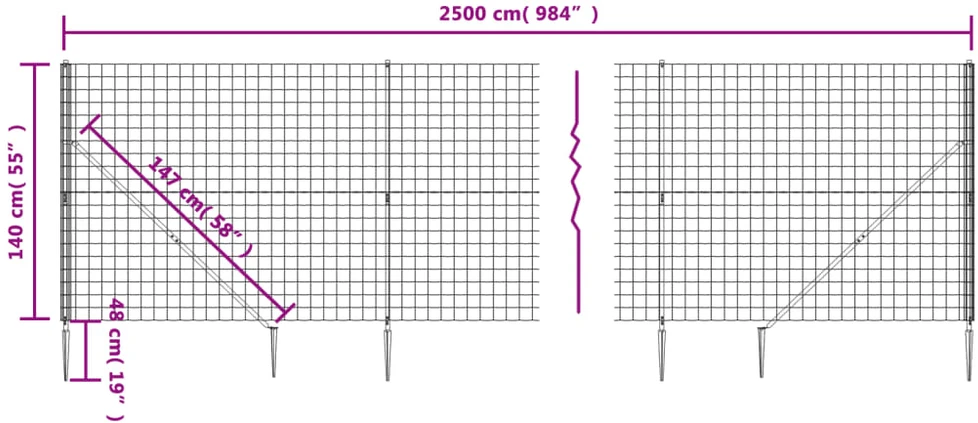 Vielinė tinklinė tvora su smaigais, žalios spalvos, 1,4x25m