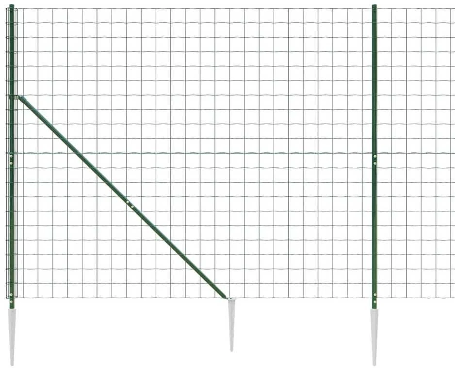Vielinė tinklinė tvora su smaigais, žalios spalvos, 1,6x25m