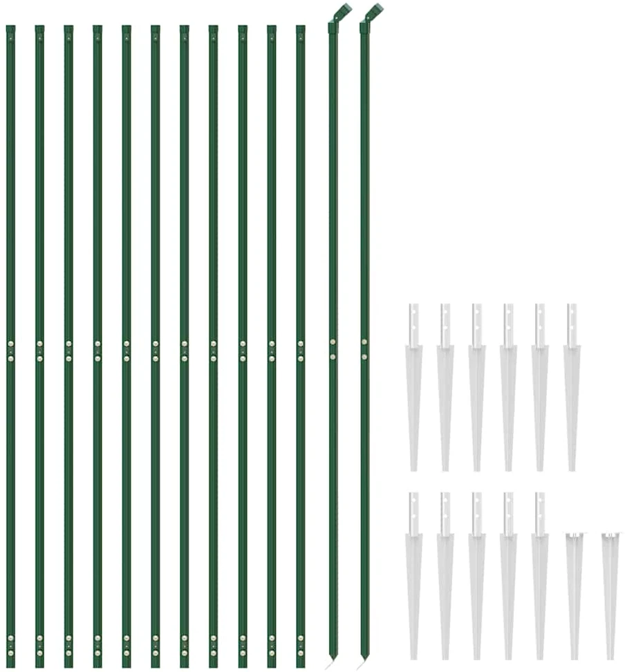 Vielinė tinklinė tvora su smaigais, žalios spalvos, 2,2x25m