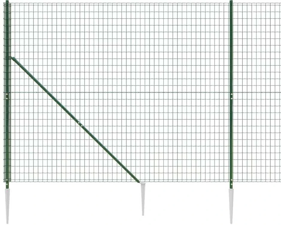 Vielinė tinklinė tvora su smaigais, žalios spalvos, 1,4x25m