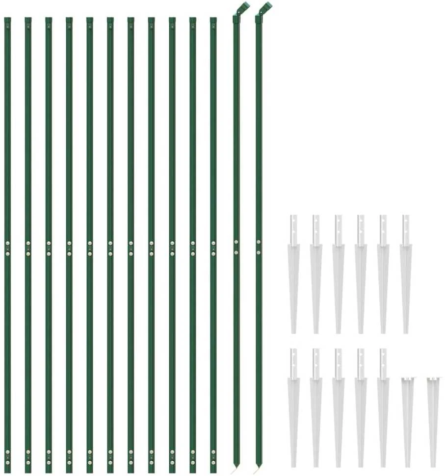 Vielinė tinklinė tvora su smaigais, žalios spalvos, 1,6x25m