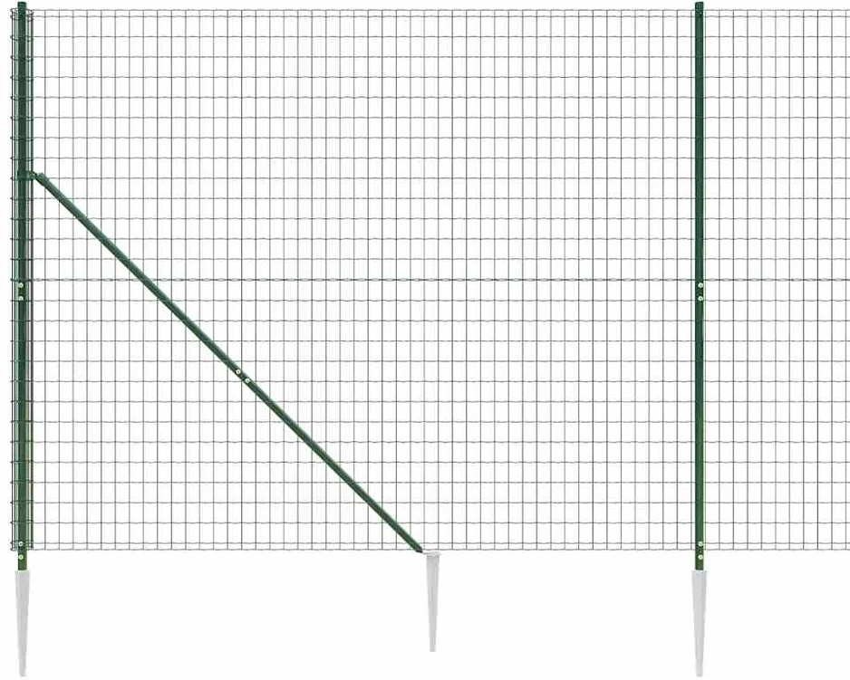Vielinė tinklinė tvora su smaigais, žalios spalvos, 1,4x25m