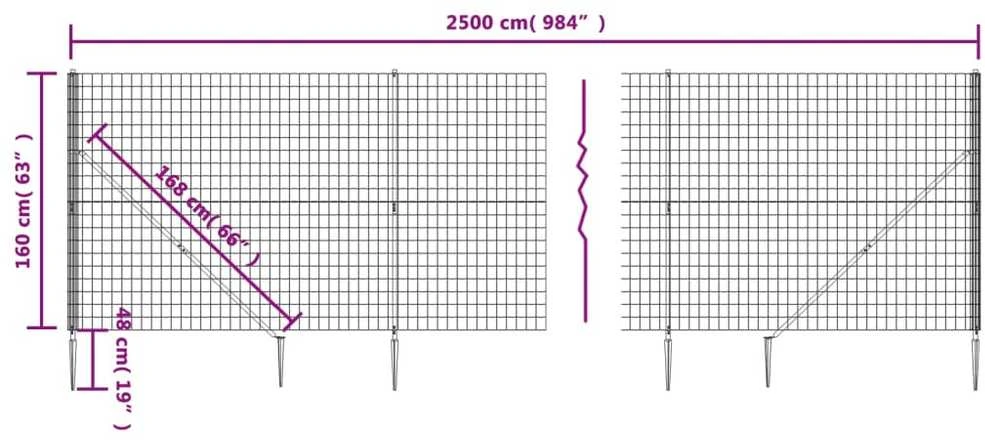 Vielinė tinklinė tvora su smaigais, žalios spalvos, 1,6x25m