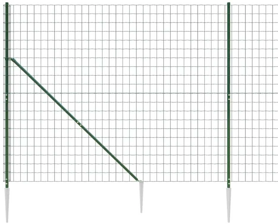 Vielinė tinklinė tvora su smaigais, žalios spalvos, 1,6x25m