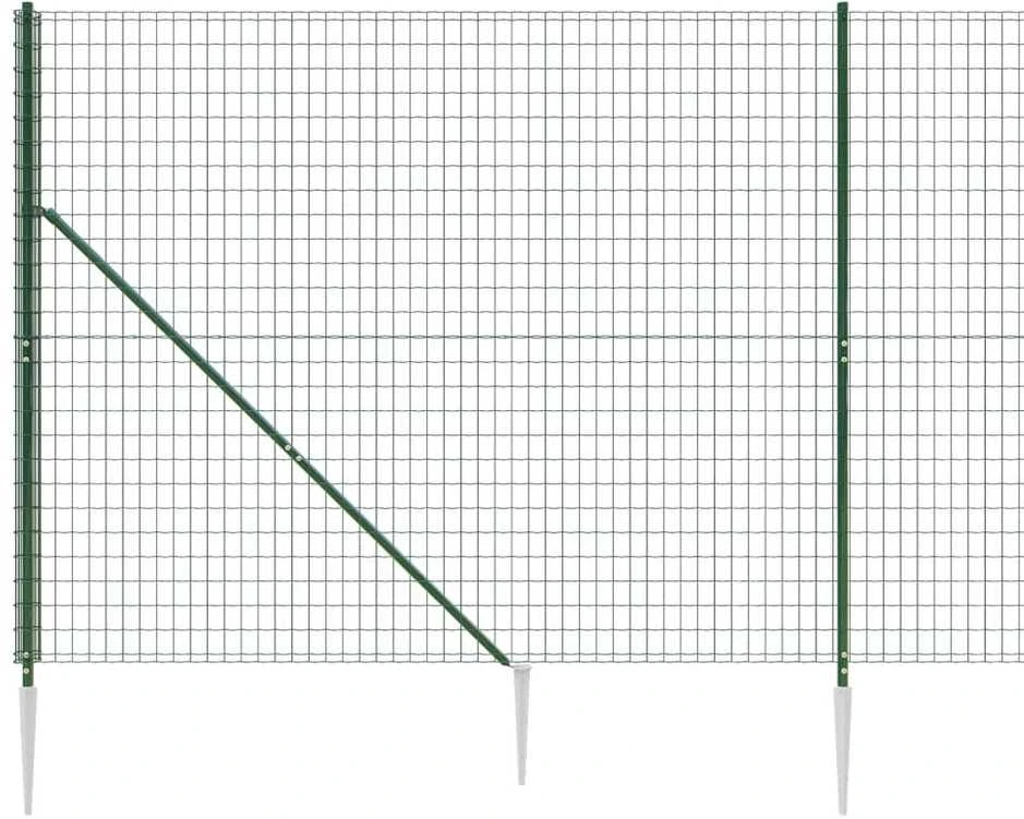 Vielinė tinklinė tvora su smaigais, žalios spalvos, 2x25m