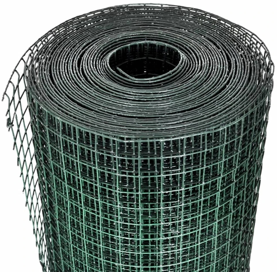 Vielinis tinklas, žalias, 10x1m, cinkuotas ir dengtas PVC