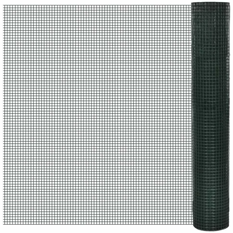 Vielinis tinklas, žalias, 10x1m, cinkuotas ir dengtas PVC