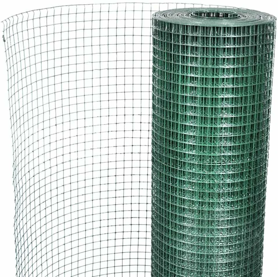 Vielinis tinklas, žalias, 10x1m, cinkuotas ir dengtas PVC