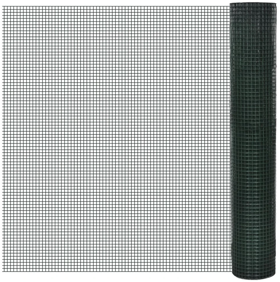 Vielinis tinklas, žalias, 10x1m, cinkuotas ir dengtas PVC